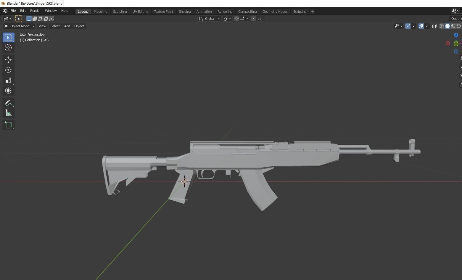 SKS Sniper Rifle Low-poly 3D model_1