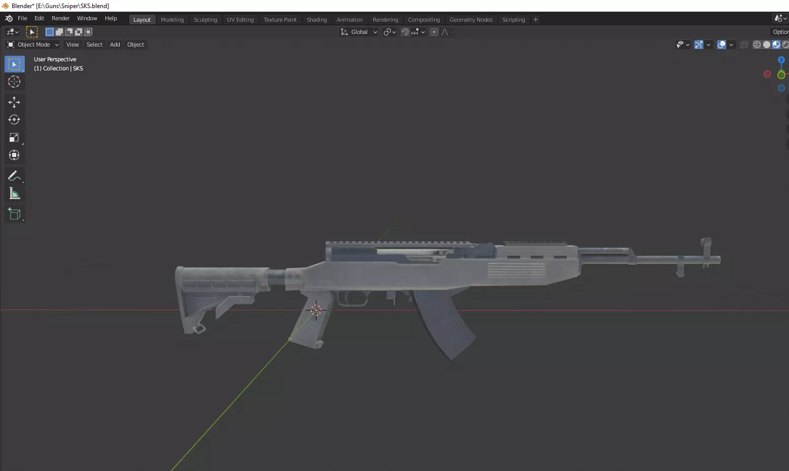 SKS Sniper Rifle Low-poly 3D model_0