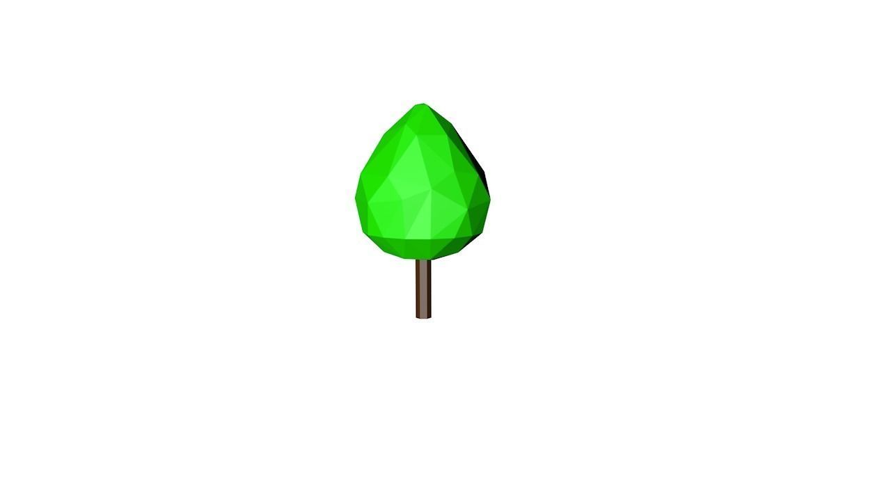 Trees leaf on stick Low-poly 3D model_1