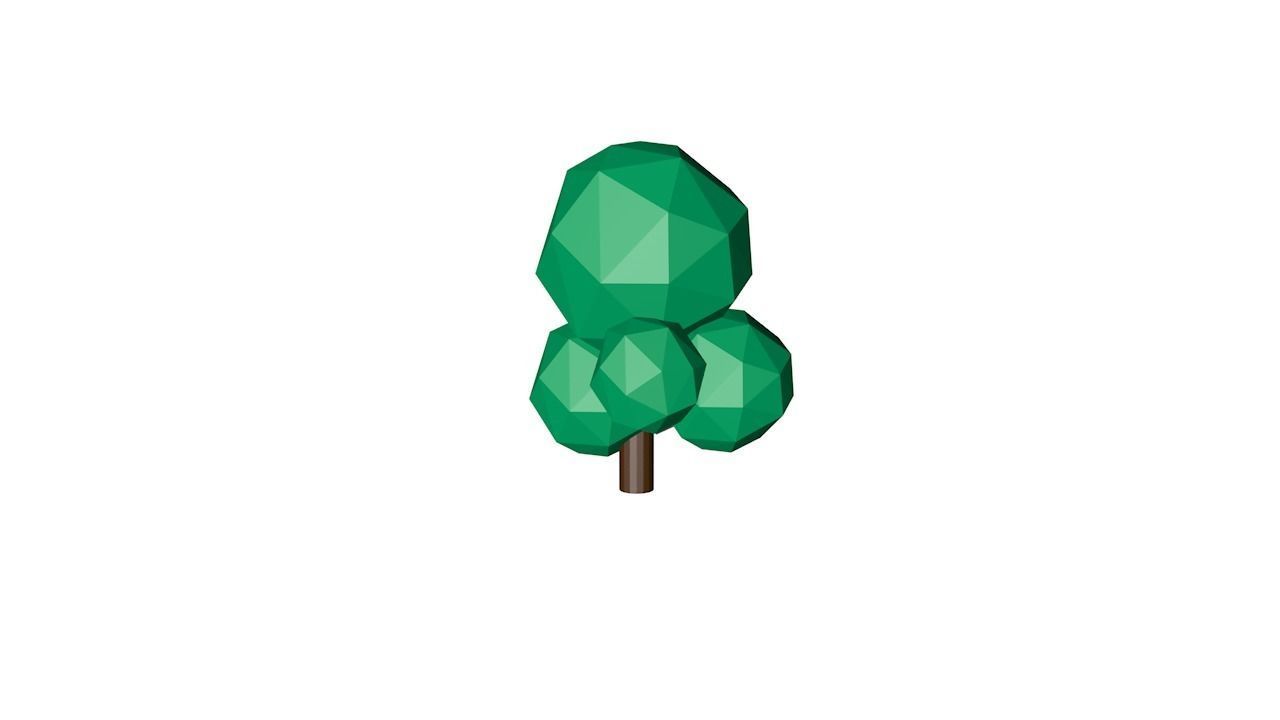 Trees leaf on stick Low-poly 3D model_2