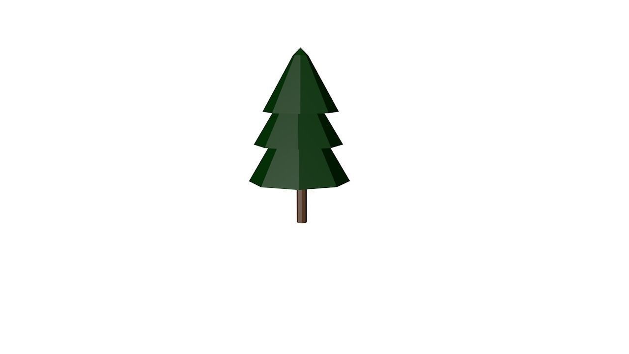 Trees leaf on stick Low-poly 3D model_5