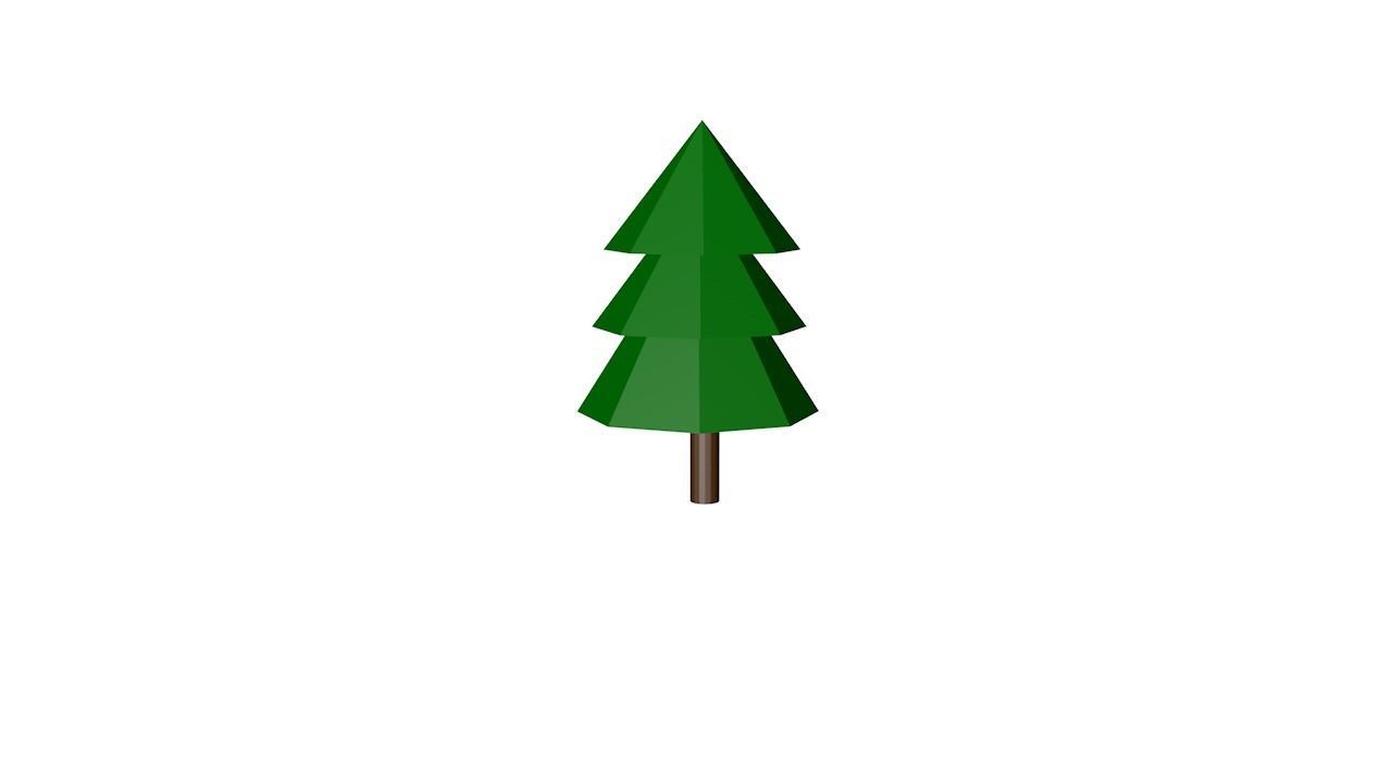 Trees leaf on stick Low-poly 3D model_4
