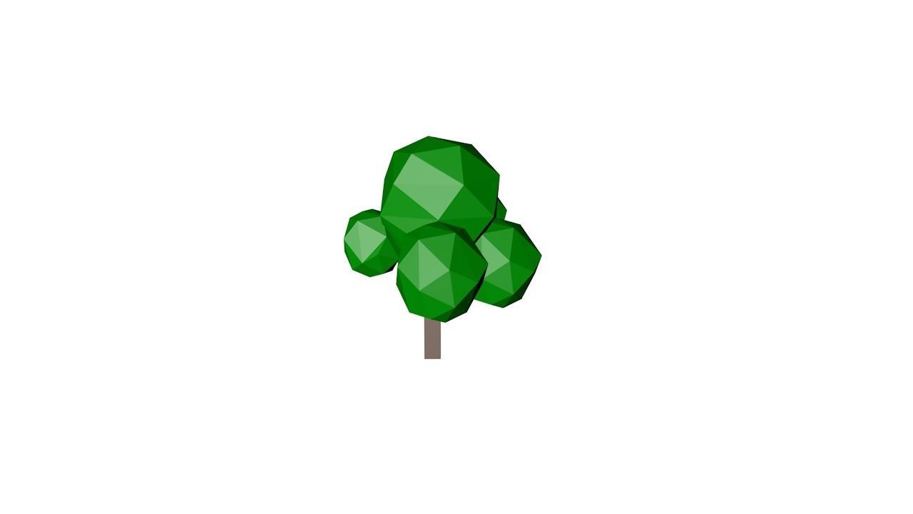 Trees leaf on stick Low-poly 3D model_3