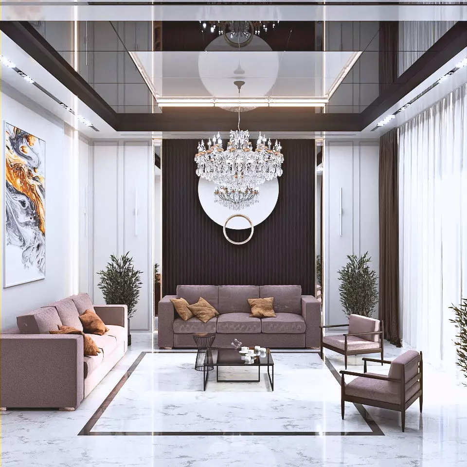 Modern style interior - blender cycles 3D model_0