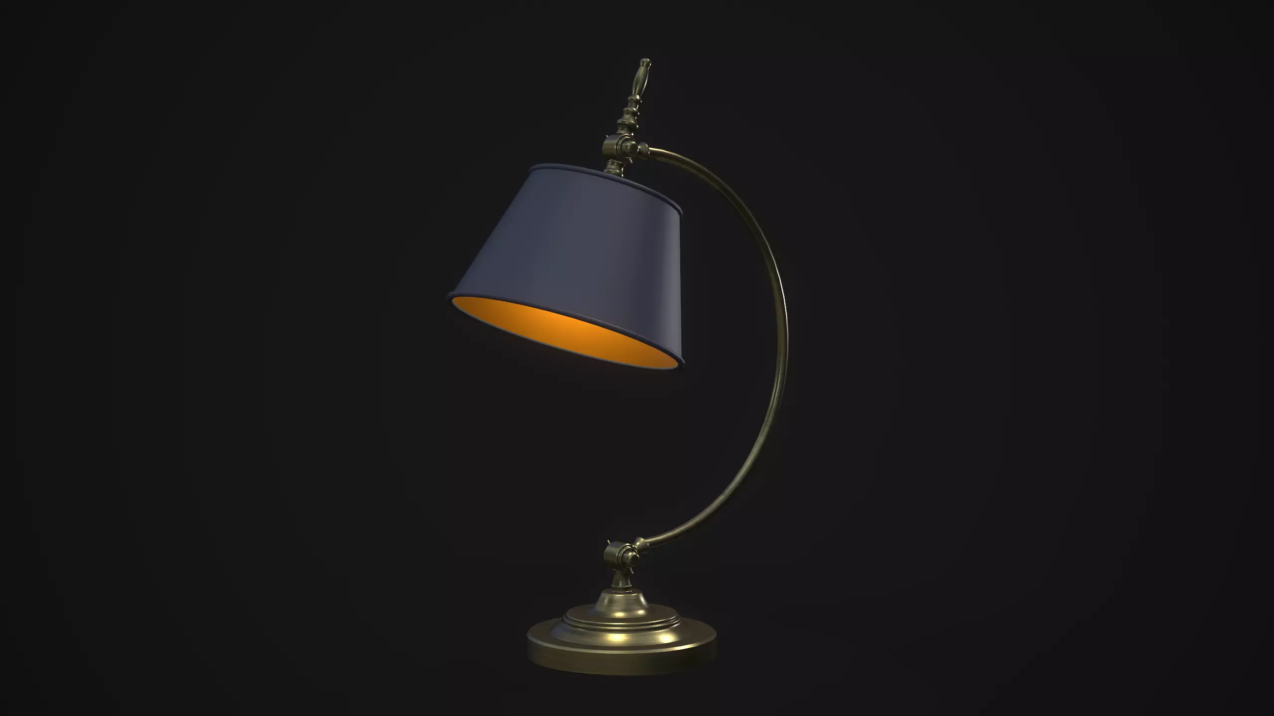 Vintage Table Lamp Blue and Bronze Low-poly 3D model_0