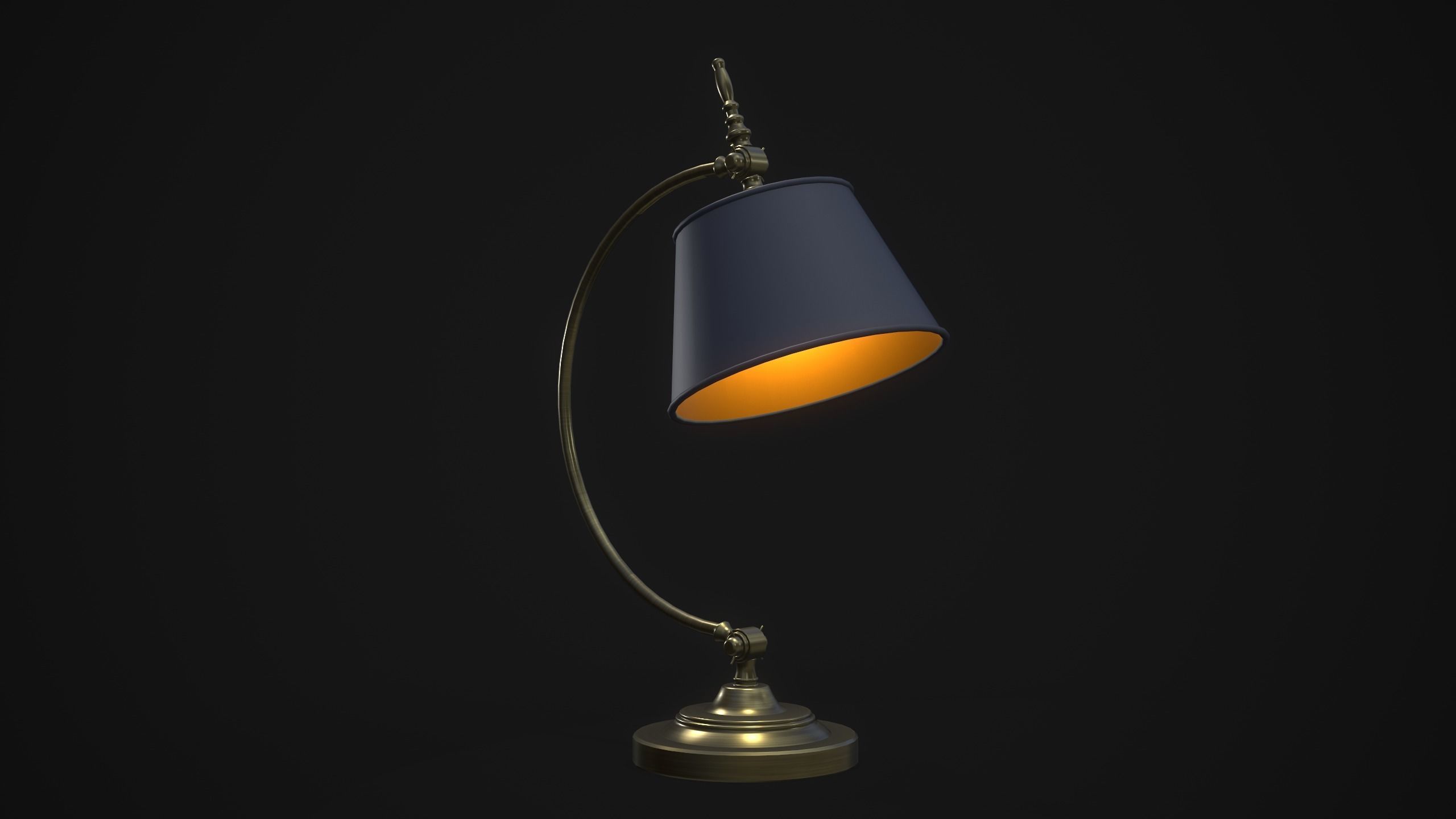 Vintage Table Lamp Blue and Bronze Low-poly 3D model_2