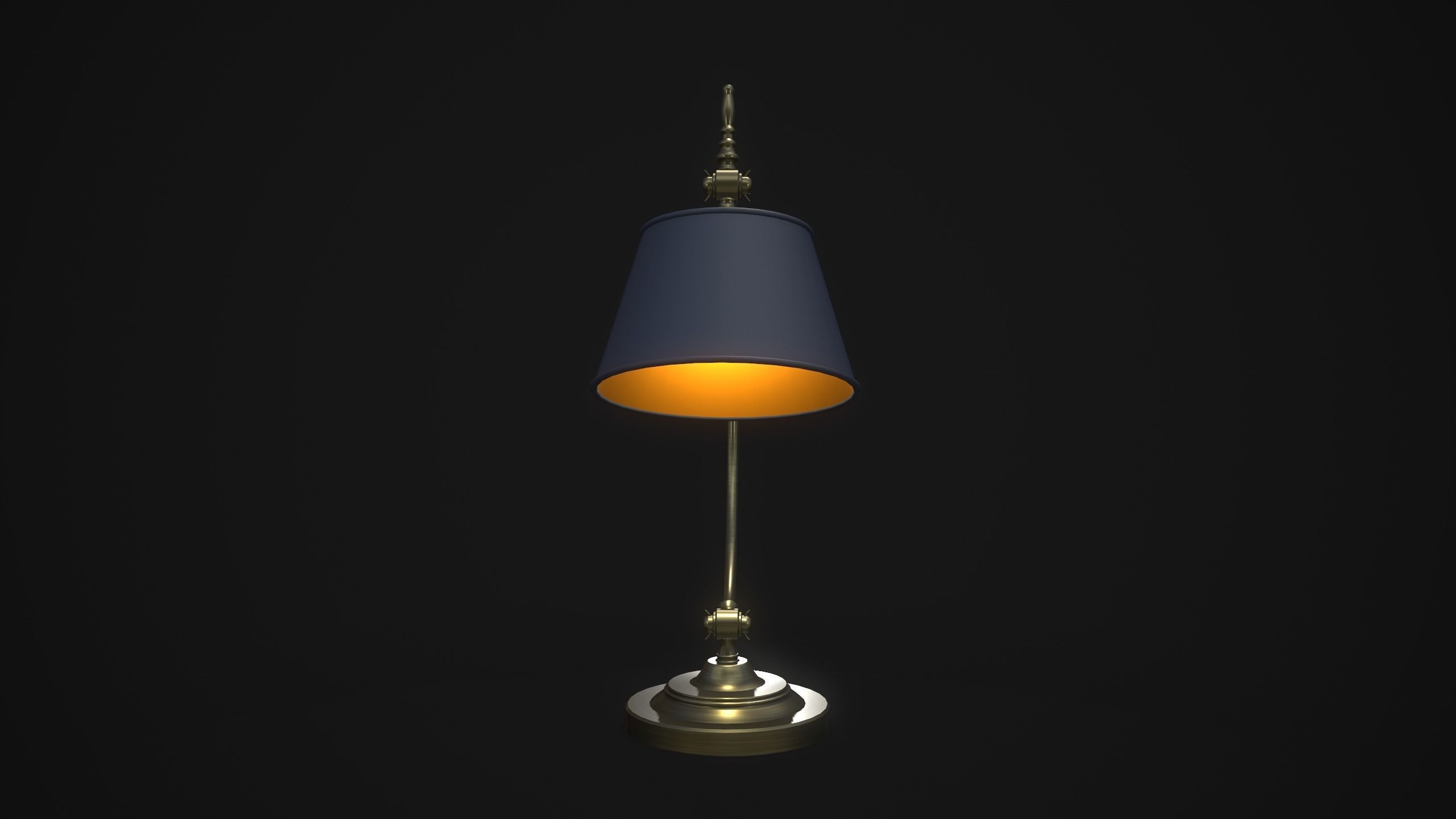Vintage Table Lamp Blue and Bronze Low-poly 3D model_4