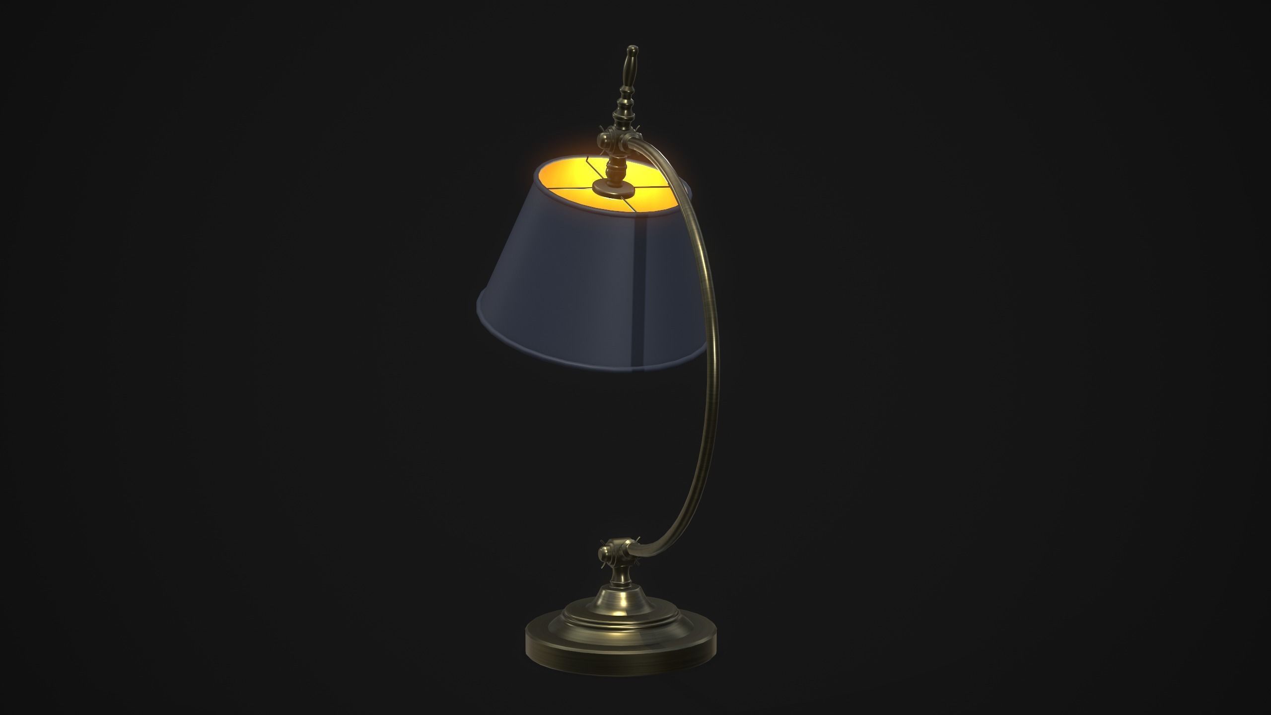 Vintage Table Lamp Blue and Bronze Low-poly 3D model_5