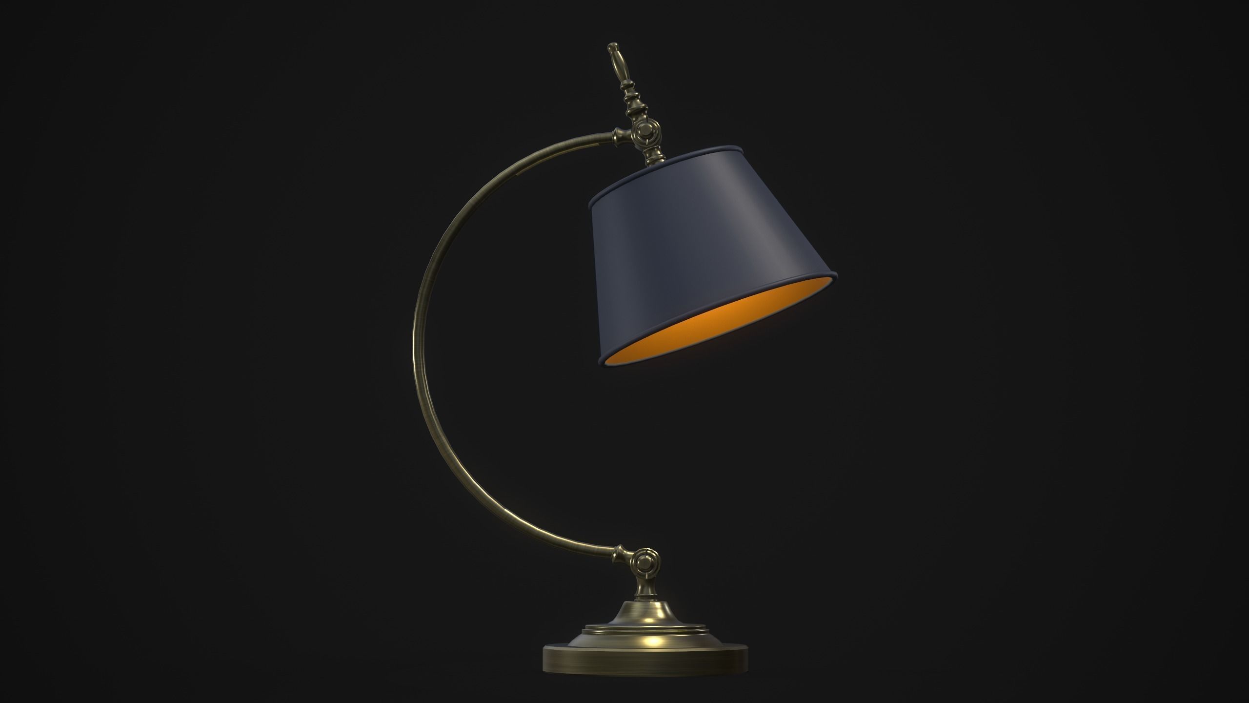 Vintage Table Lamp Blue and Bronze Low-poly 3D model_3