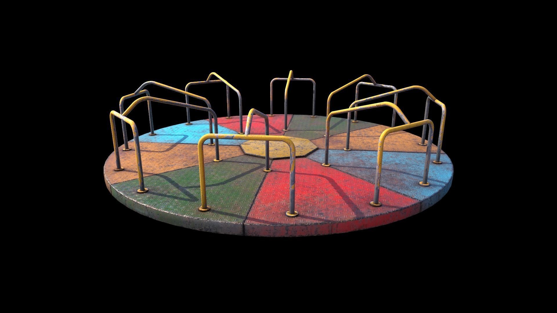 Merry go round Low-poly 3D model_2
