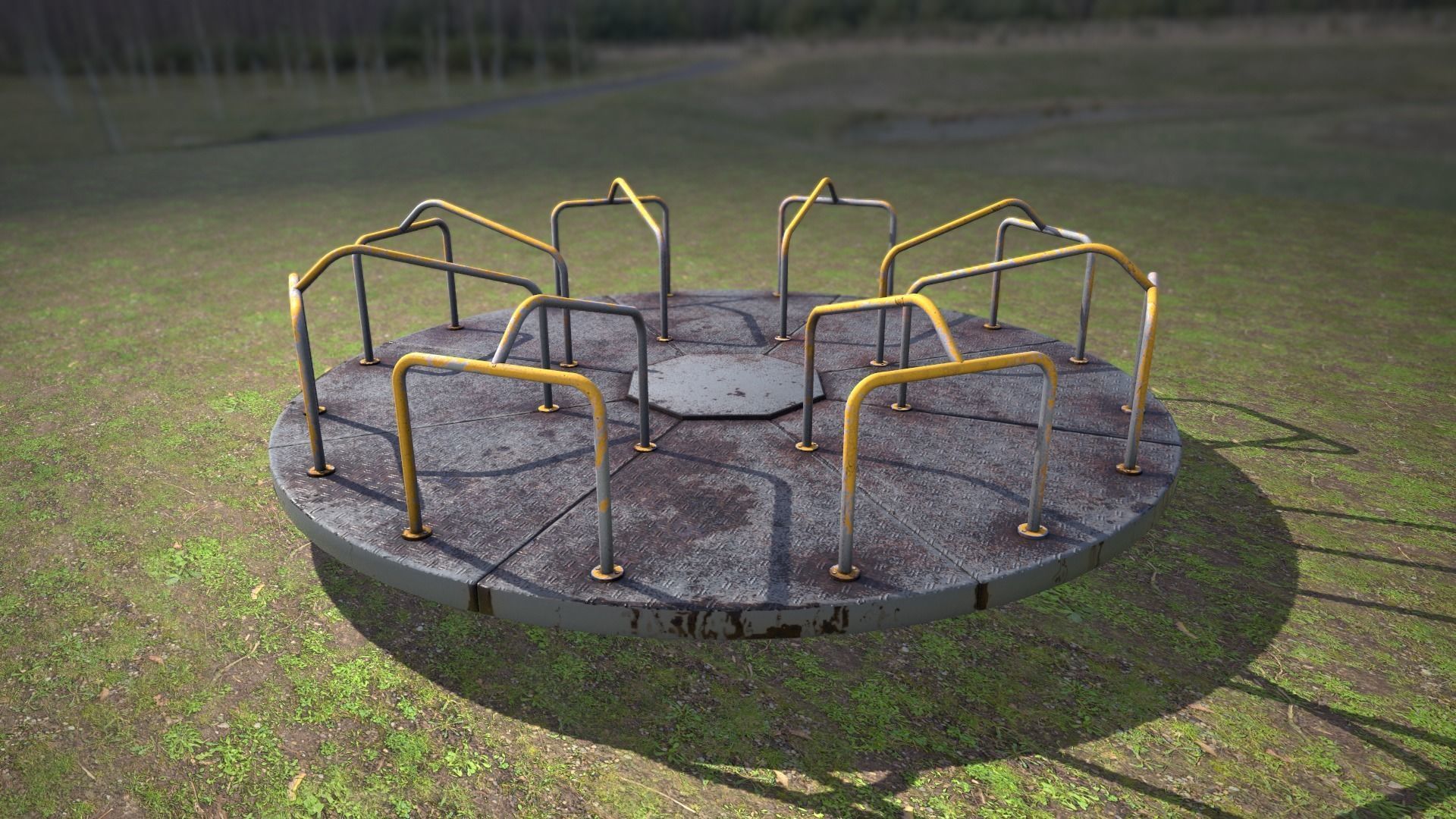 Merry go round Low-poly 3D model_3