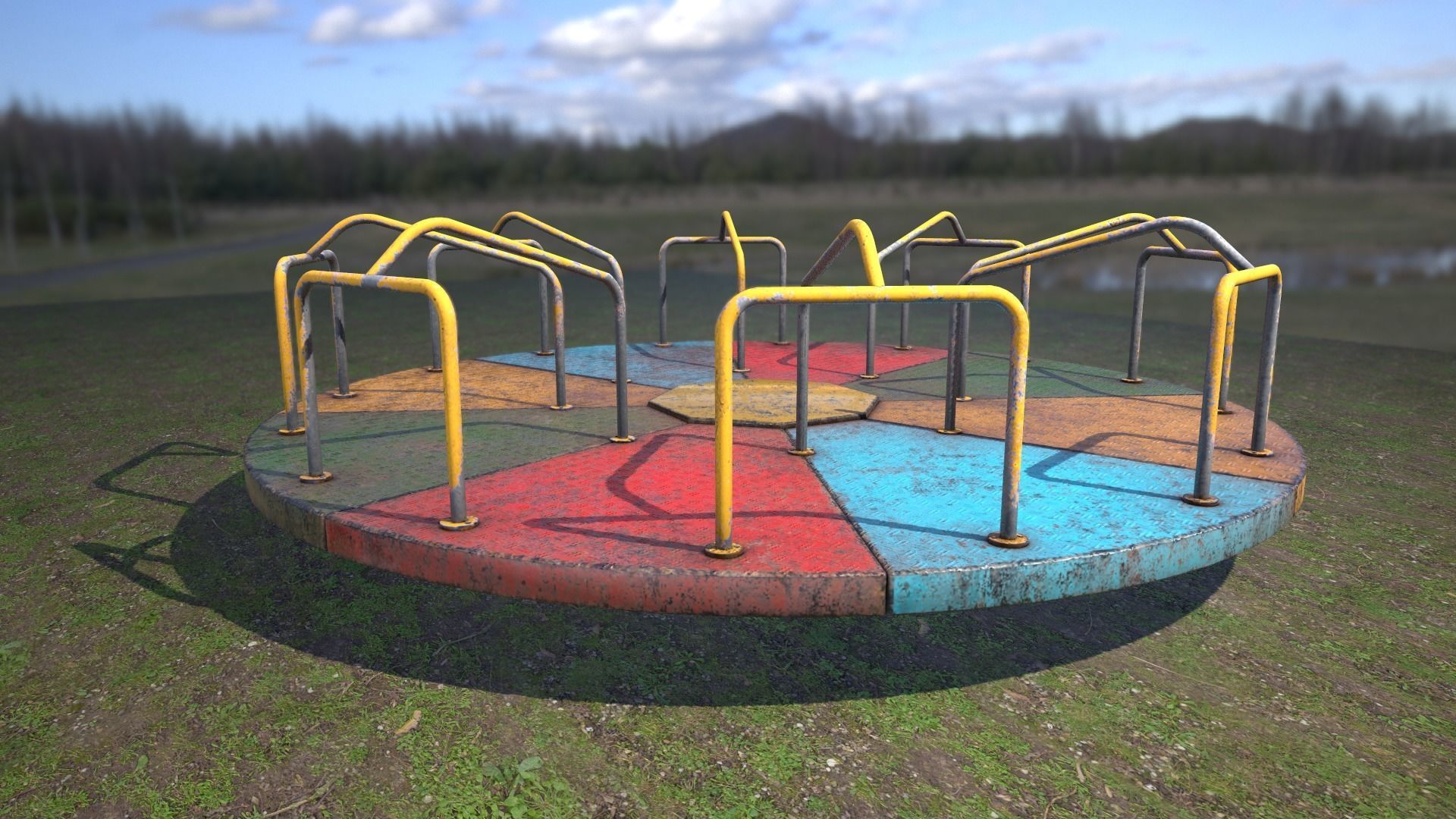 Merry go round Low-poly 3D model_1