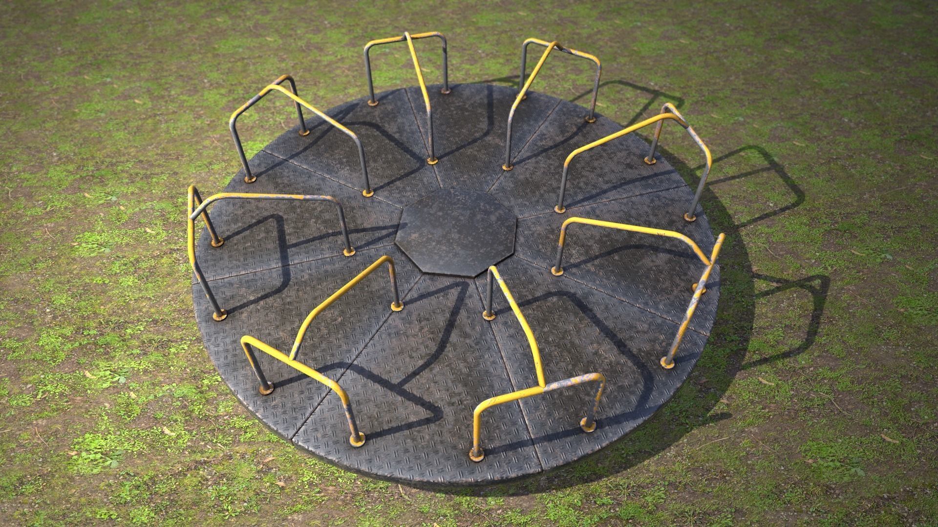 Merry go round Low-poly 3D model_6