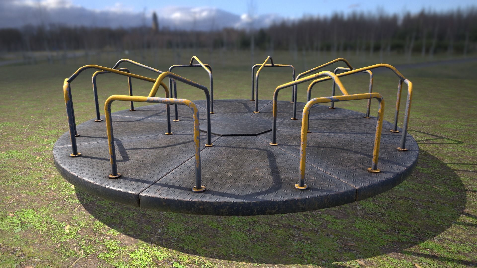 Merry go round Low-poly 3D model_5