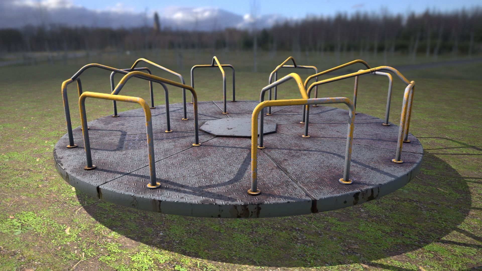 Merry go round Low-poly 3D model_4