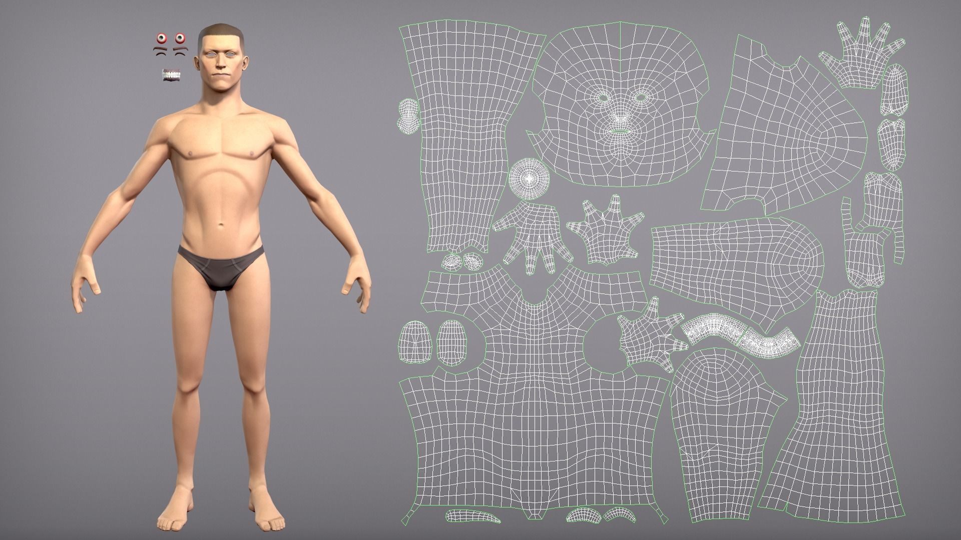 Game ready male character Titus Low-poly 3D model_7