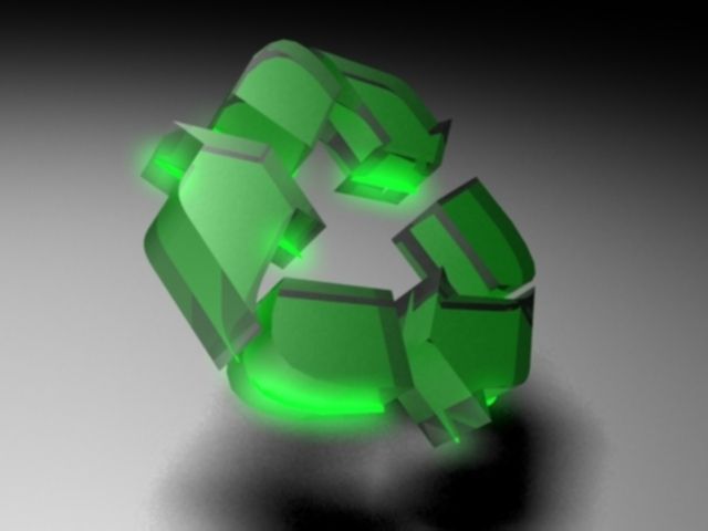 Glowing Recycle -PLASTIC with Green GLOW Low-poly 3D model_5