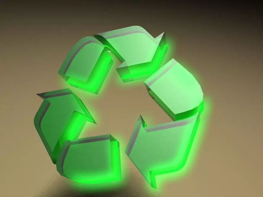 Glowing Recycle -PLASTIC with Green GLOW Low-poly 3D model