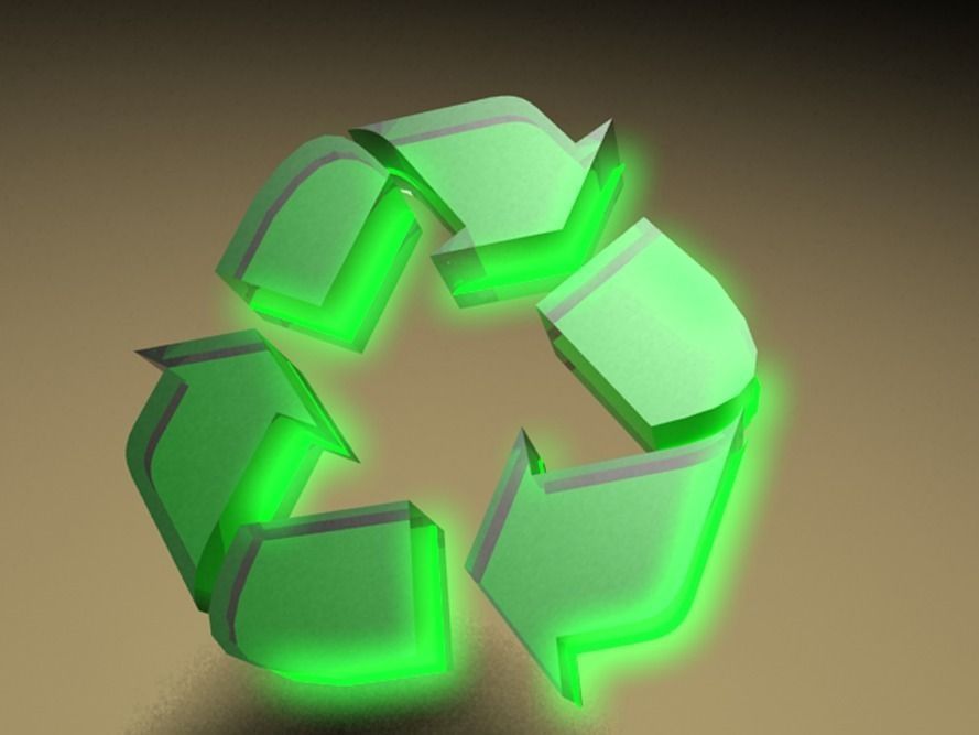 Glowing Recycle -PLASTIC with Green GLOW Low-poly 3D model_0