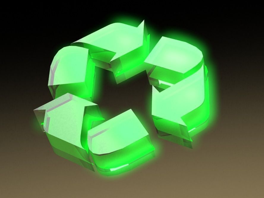 Glowing Recycle -PLASTIC with Green GLOW Low-poly 3D model_1
