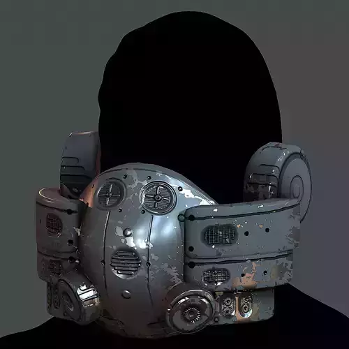 Gas mask helmet 3d model scifi Low-poly Low-poly 3D model