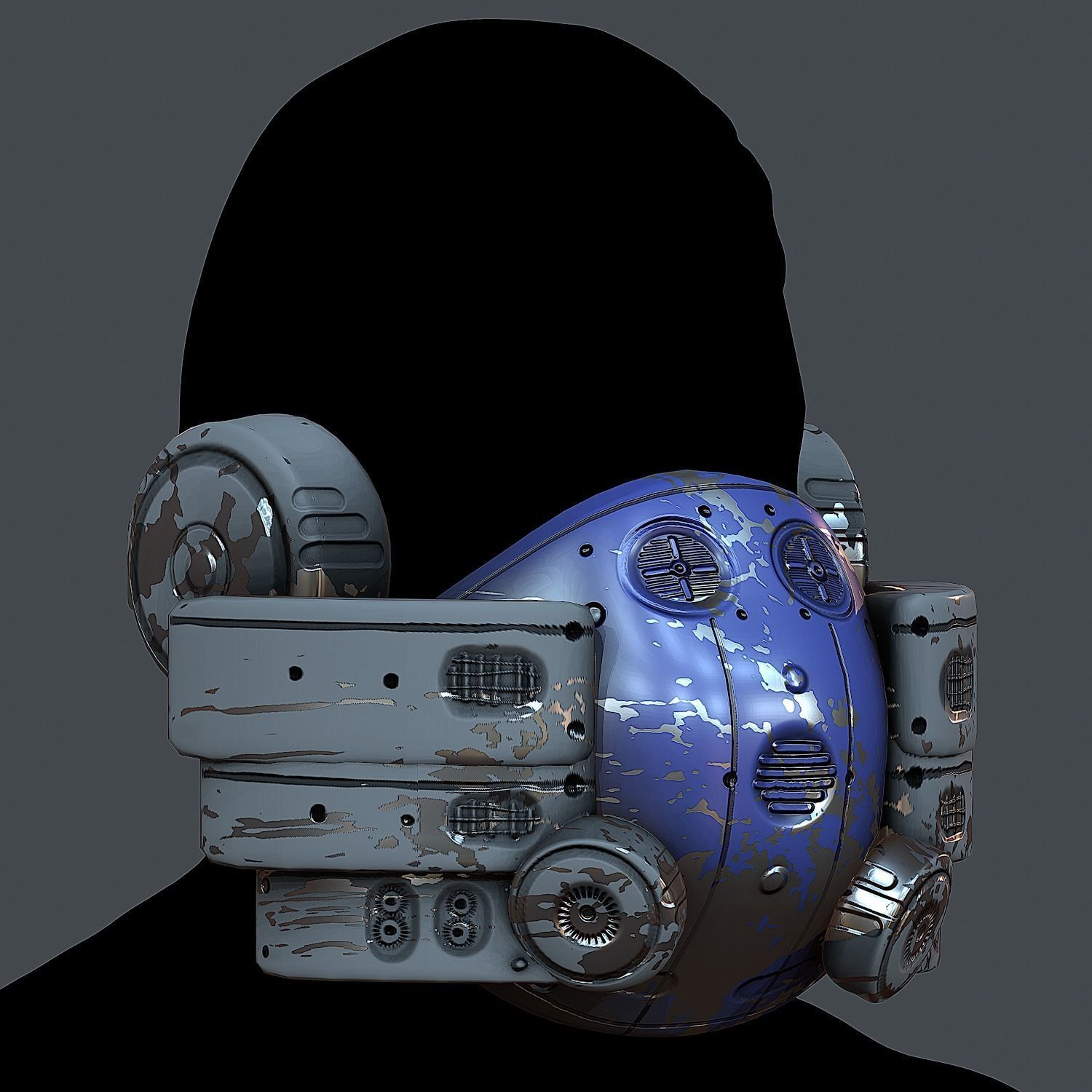 Gas mask helmet 3d model scifi Low-poly Low-poly 3D model Low-poly 3D model_2