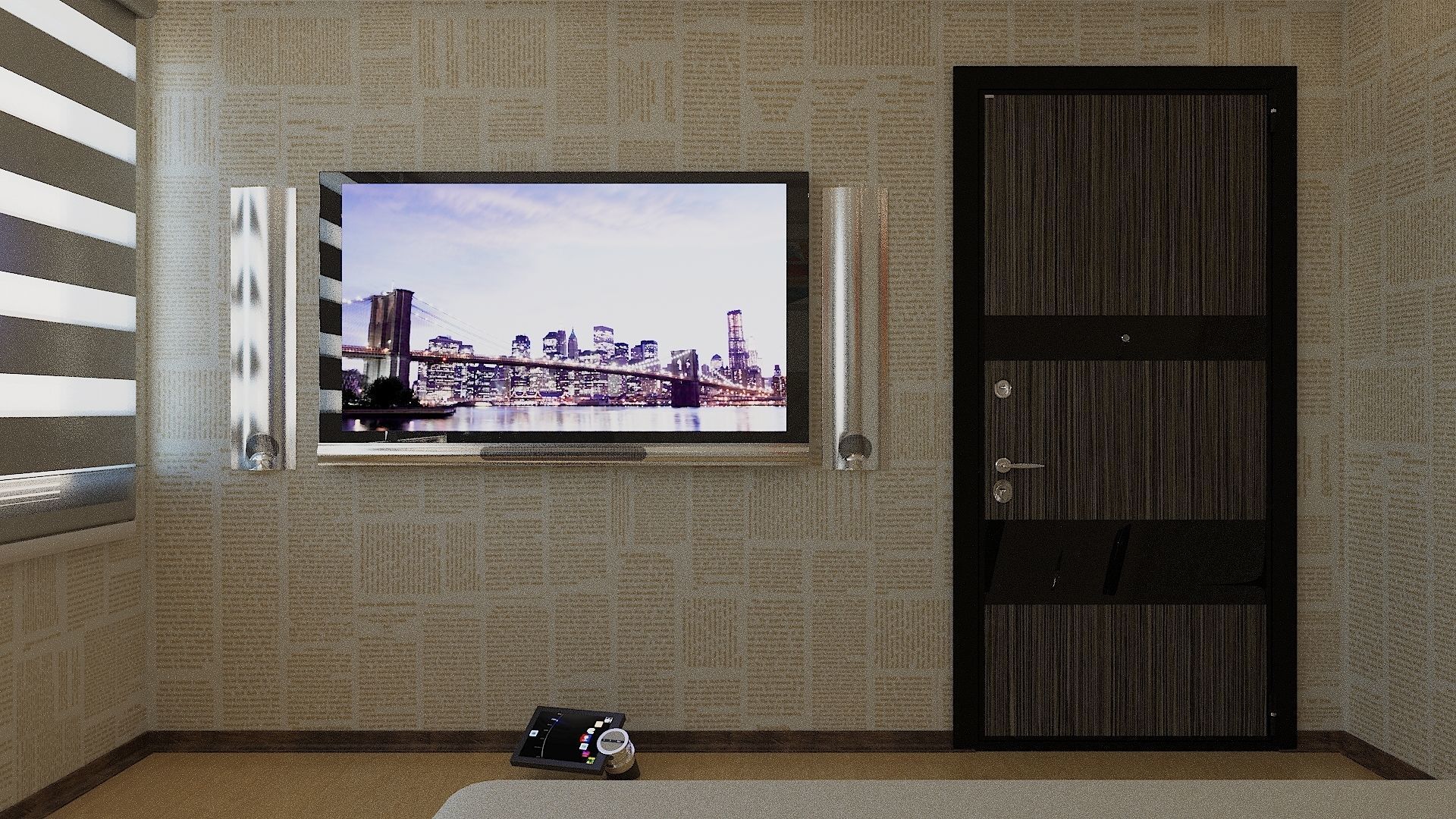 Bedroom bed with art piece above it Free 3D model_2