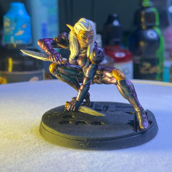 PINK SADNESS FEMALE ELF ASSASSIN 3D print model_4