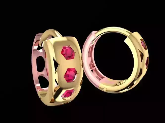 Elegant Huggie Hoop Earrings with Gemstones Jewelry  1756