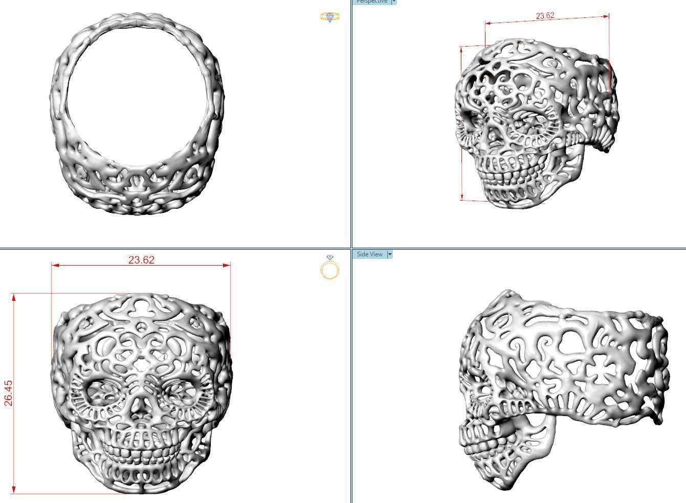 Ring skul 3D print model_1