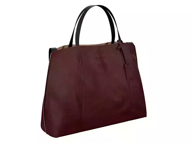 Old Trend Red Leather Tote Handbag Low-poly 3D model