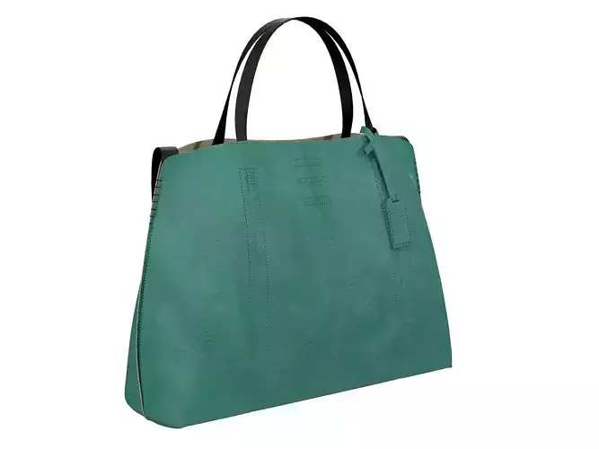Old Trend Aqua Leather Tote Handbag Low-poly 3D model