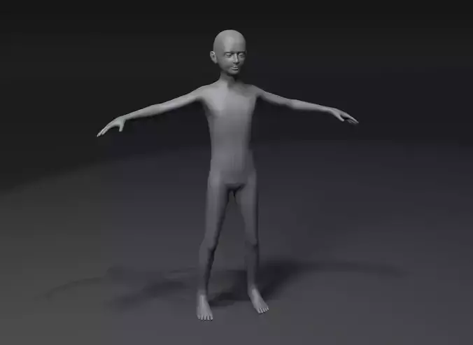 Boy Kid Body Base Mesh 3D Model 20k Polygons Low-poly 3D model