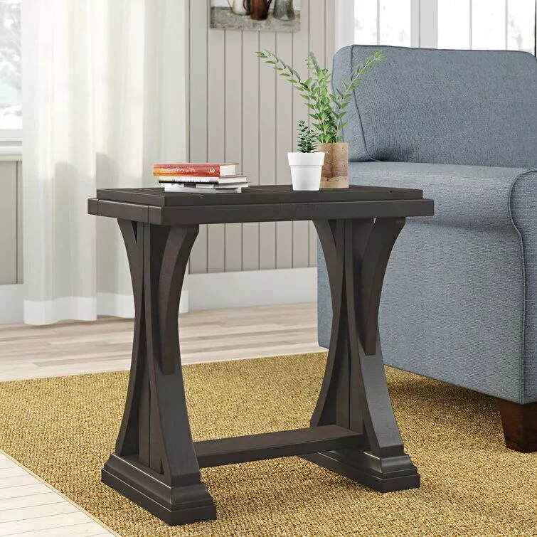 Aisling Wood Trestle End Side Table 3D model