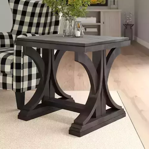 Aisling Wood Trestle End Side Table
