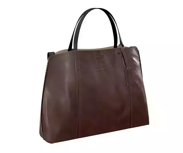 Old Trend Brown Leather Tote Handbag Low-poly 3D model