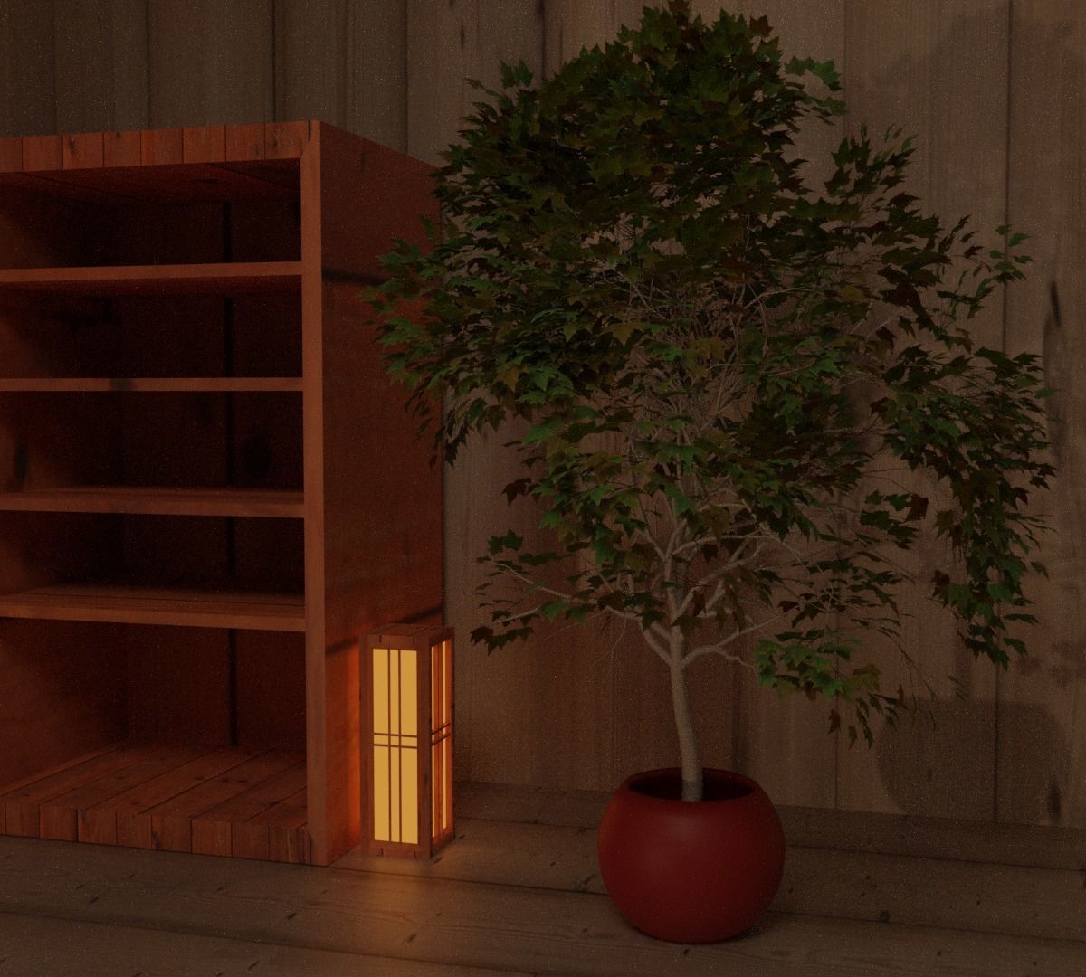 Japanese garden structures viewing pavilions Low-poly 3D model_6