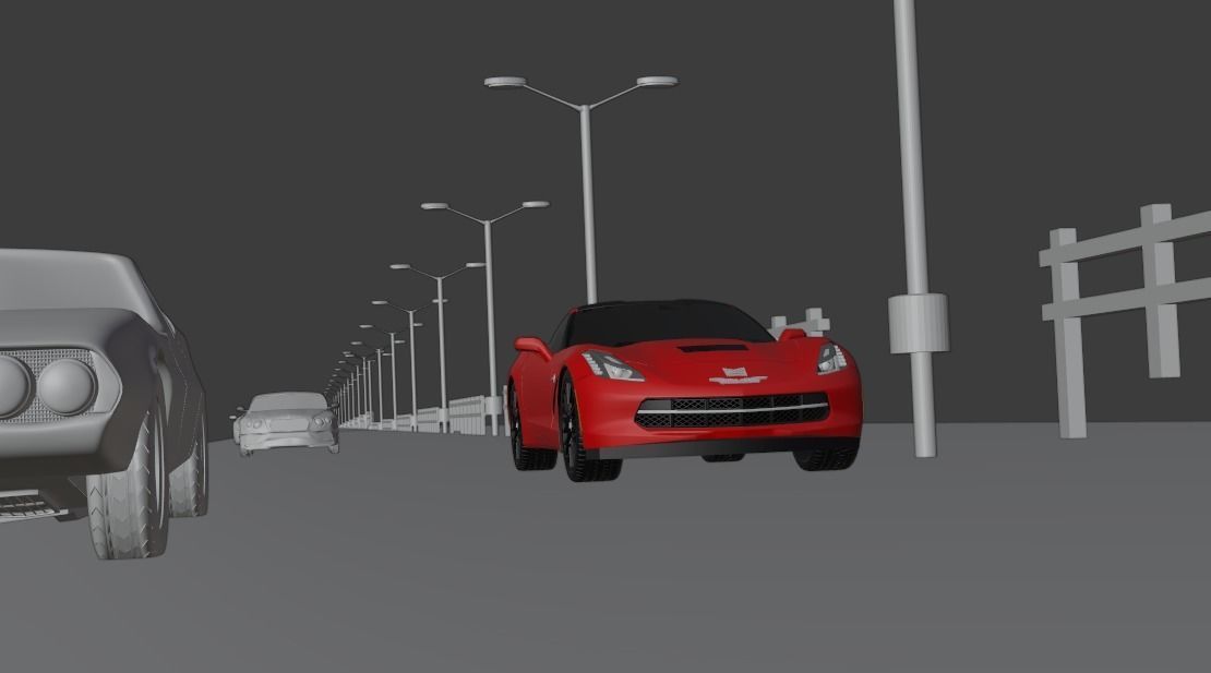 Night Car Track Vehicle Light 3D model Low-poly 3D model_6