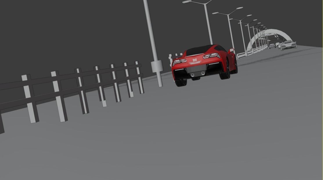 Night Car Track Vehicle Light 3D model Low-poly 3D model_2