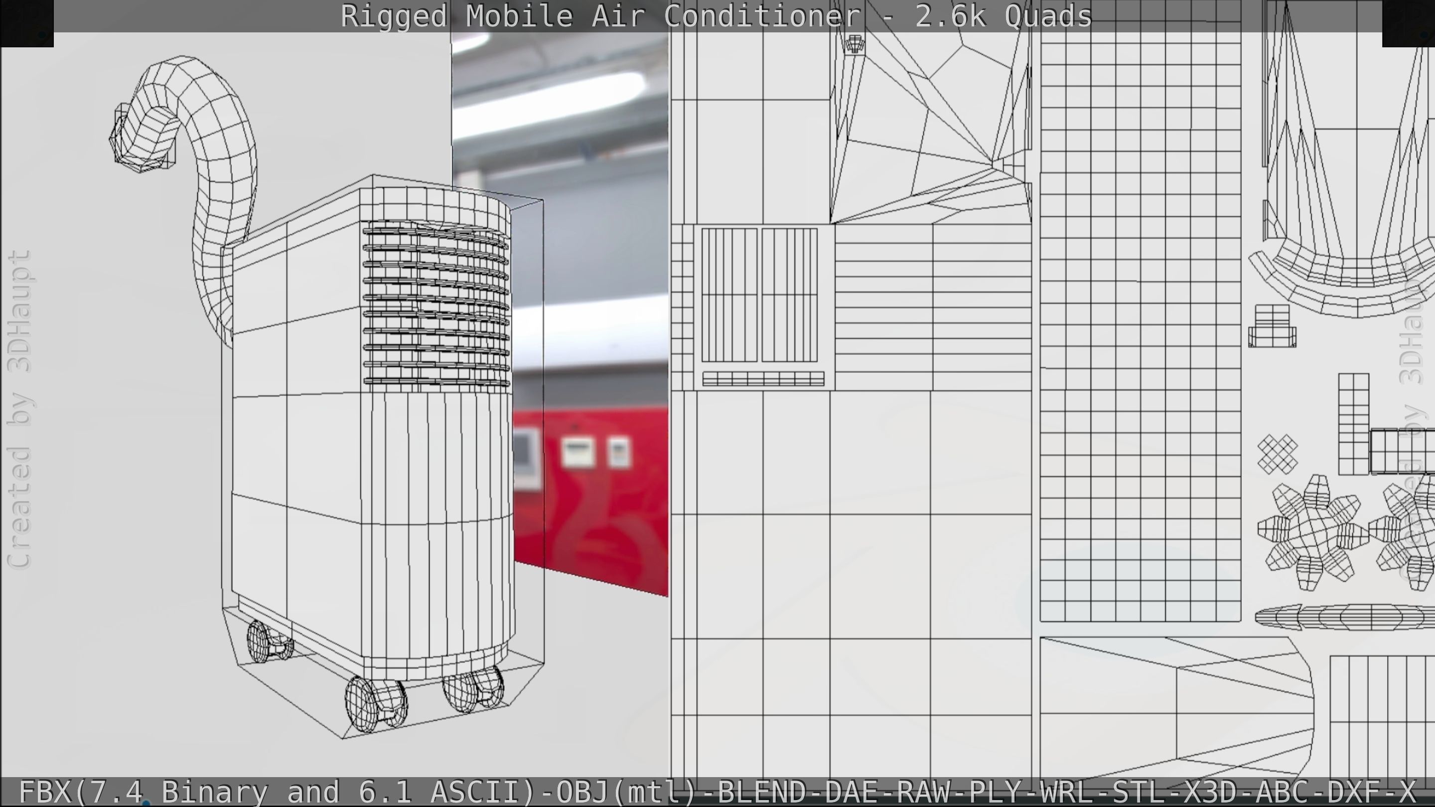 Air Conditioner Rigged Low-poly 3D model_130