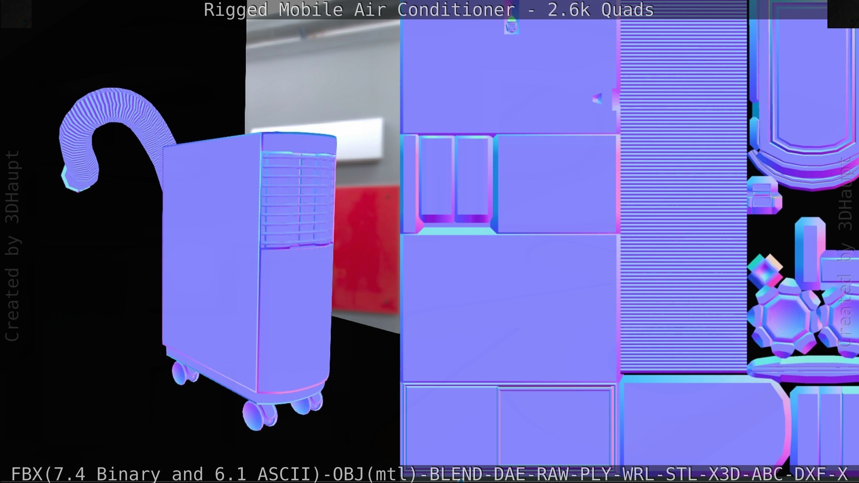 Air Conditioner Rigged Low-poly 3D model_100