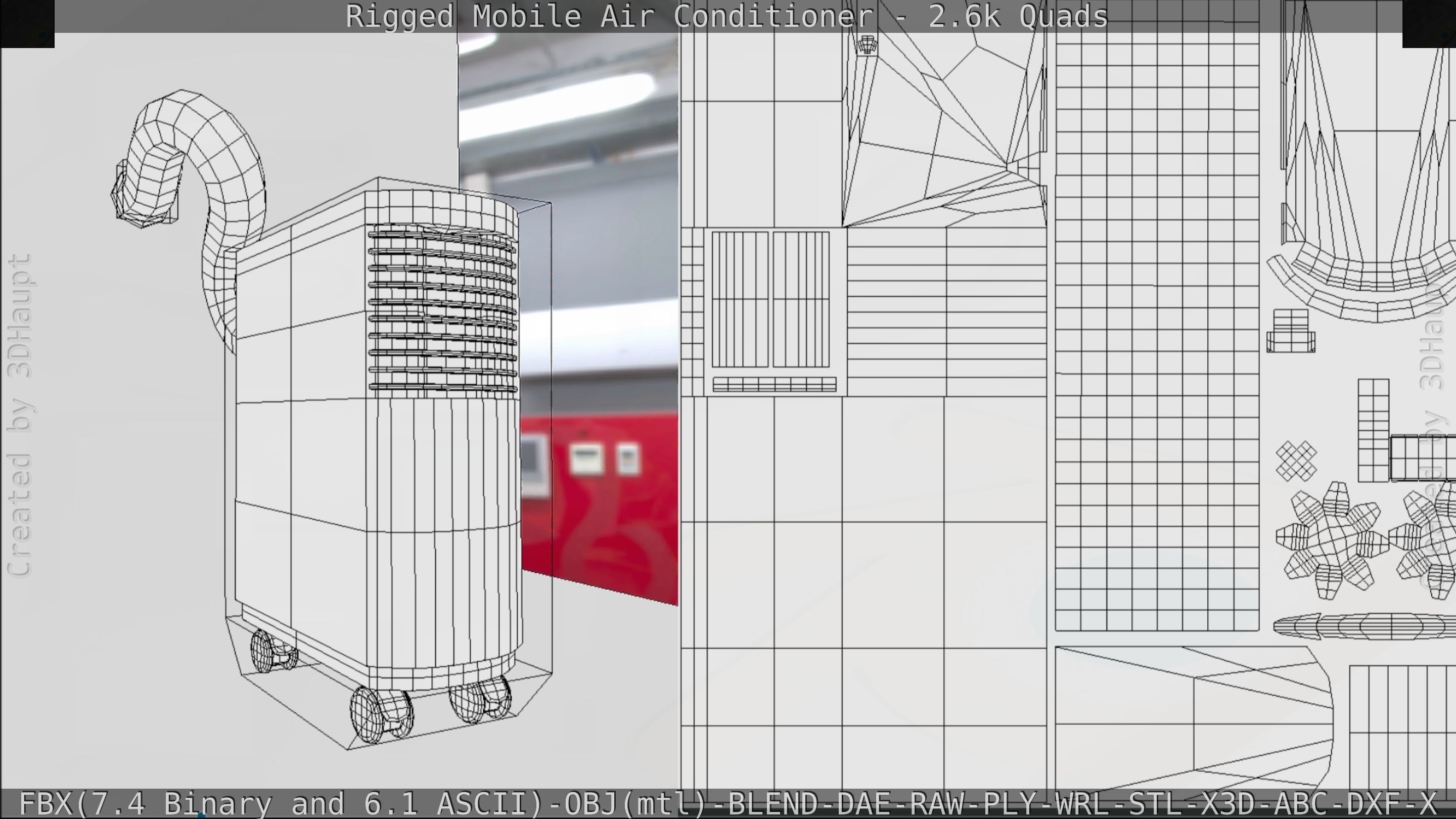 Air Conditioner Rigged Low-poly 3D model_133