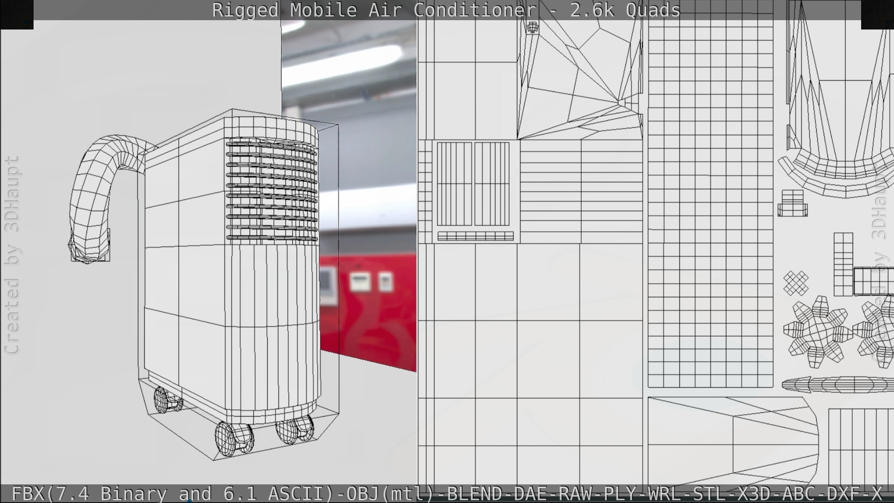 Air Conditioner Rigged Low-poly 3D model_136