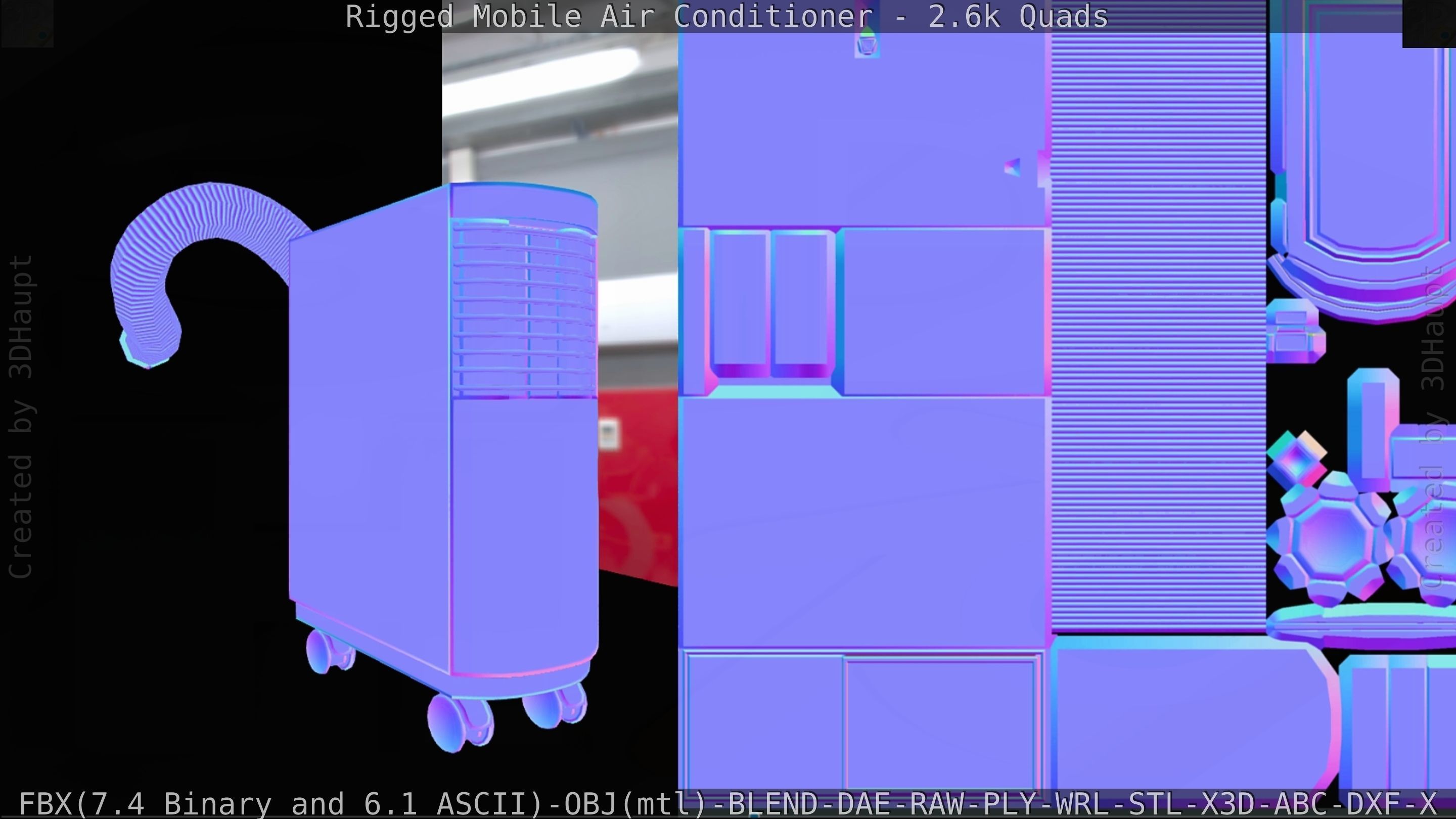 Air Conditioner Rigged Low-poly 3D model_99