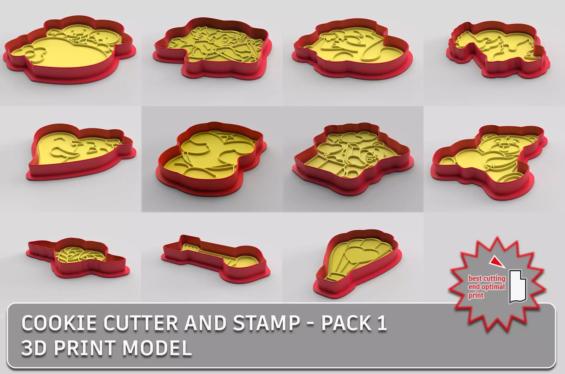 Cookie cutter and stamp - pack 1 3D Model Collection_0