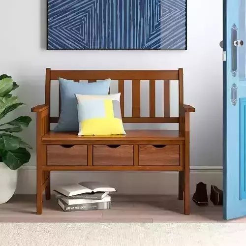 Wood Drawer Storage Bench