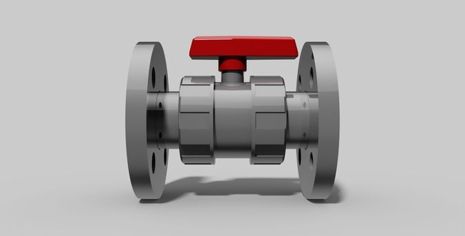DN32 - PVC Ball valve with flanges NO - Autodesk Inventor 3D model
