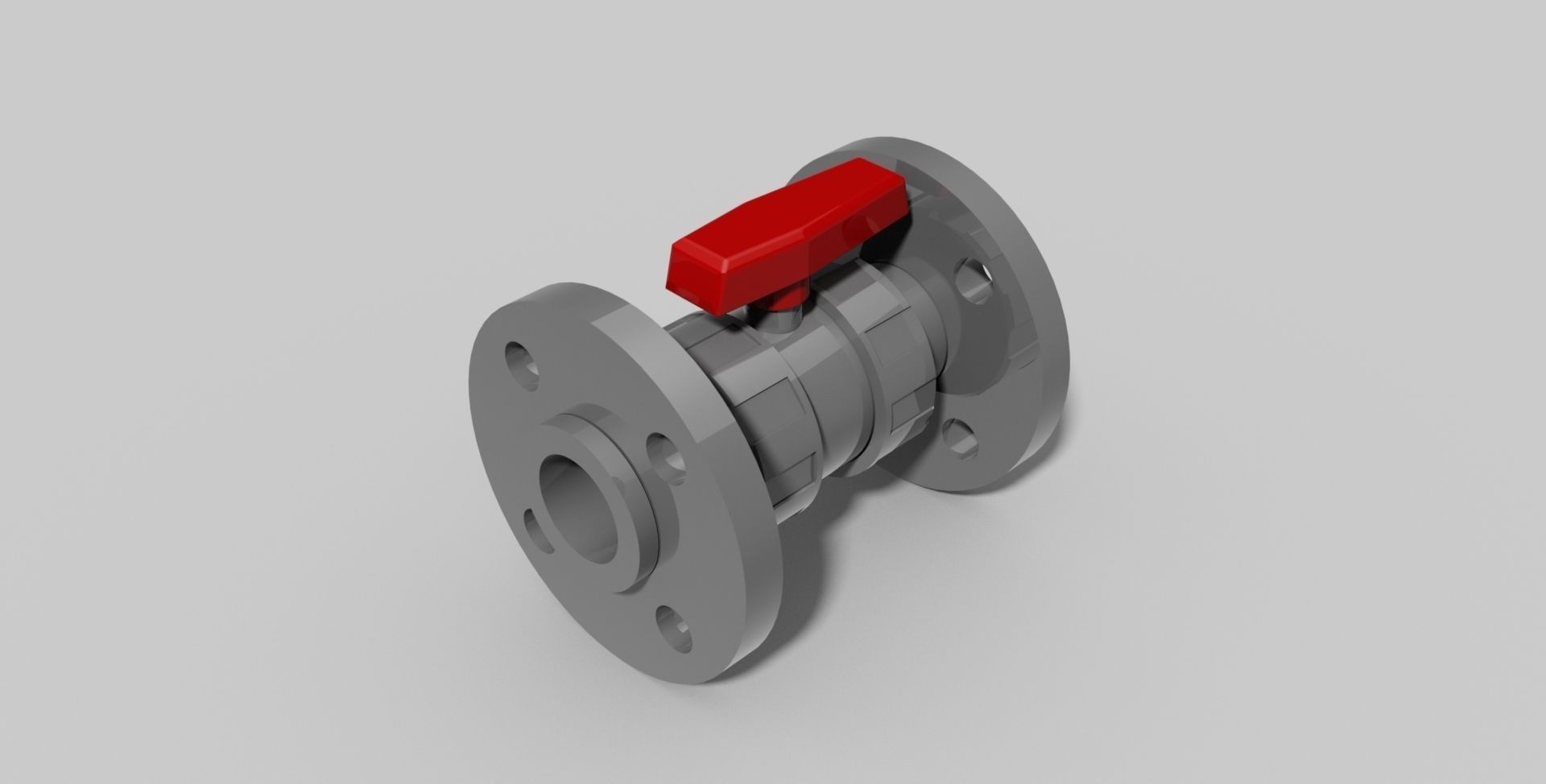DN40 - PVC Ball valve with flanges NO - Autodesk Inventor 3D model_1