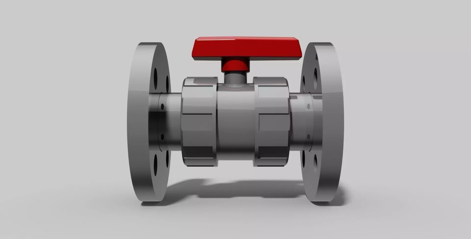 DN40 - PVC Ball valve with flanges NO - Autodesk Inventor 3D model_0