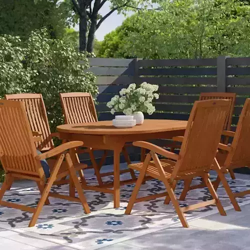 Mahmut Oval Long  Diner Table Chair Set